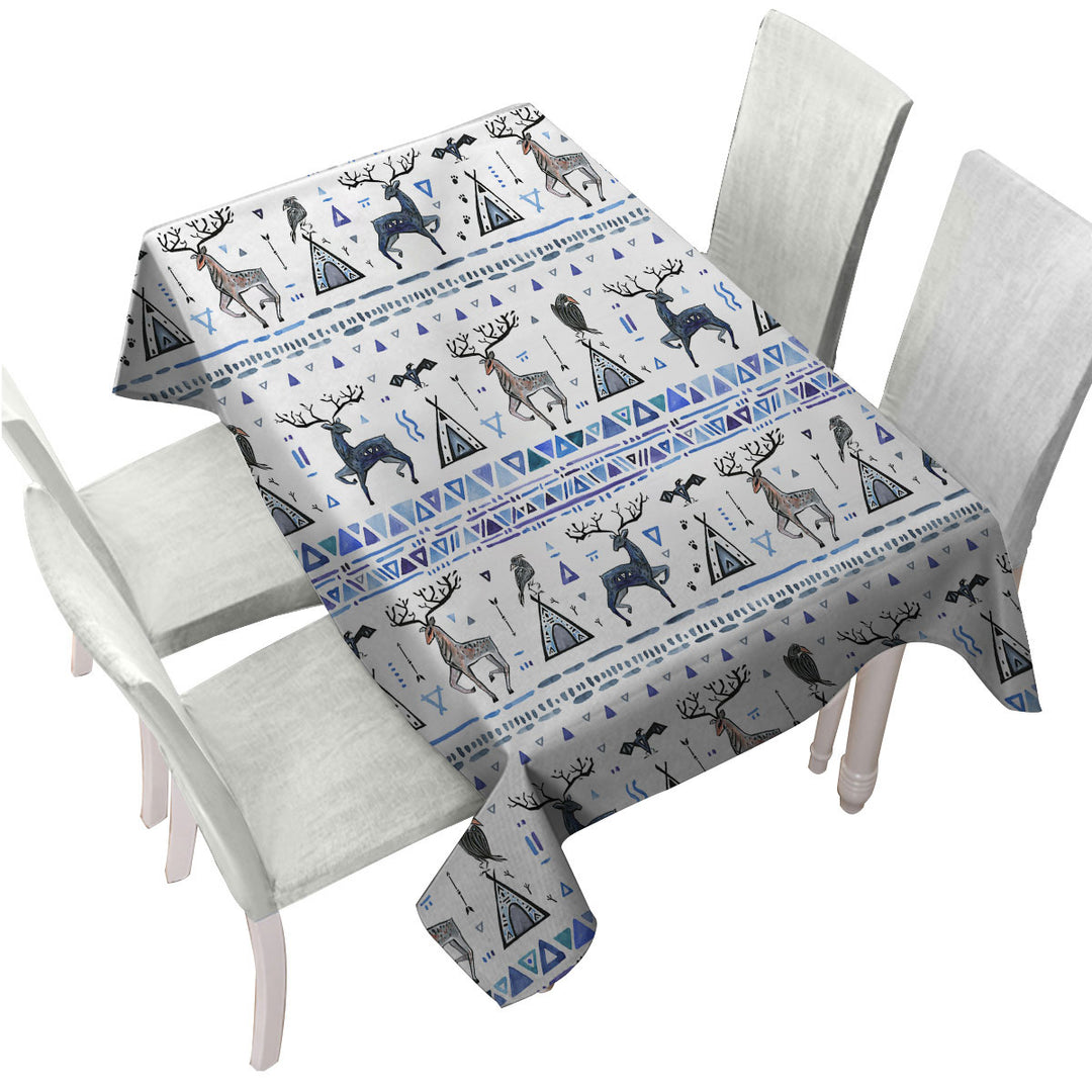 Custom tablecloths with Purplish Native American Art Pattern Stripes