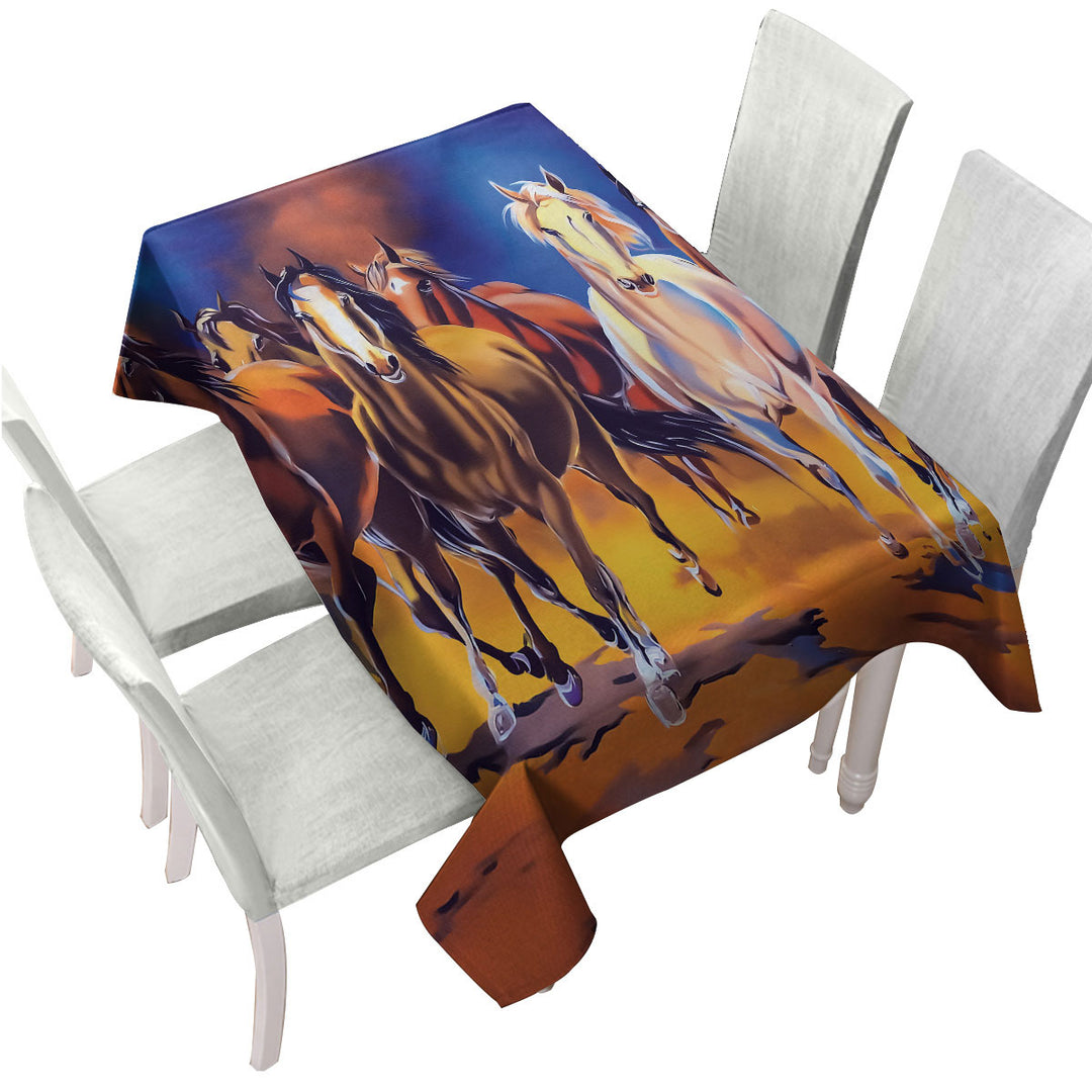 Custom tablecloths with Running Horses Art