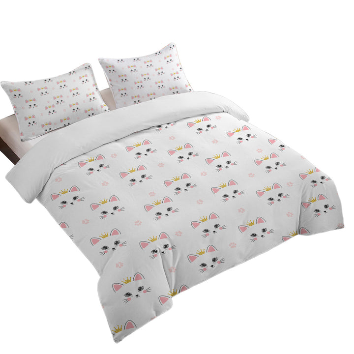 Cute Adorable Cat Princess and Paw Pattern Duvet Covers