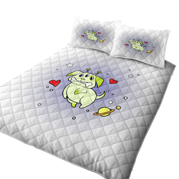 Cute Alien Dog in Space Quilts