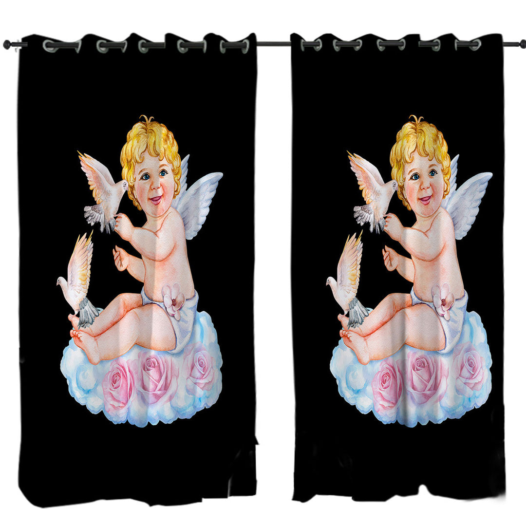 Cute Angel Baby Cupid Curtains for Bedroom