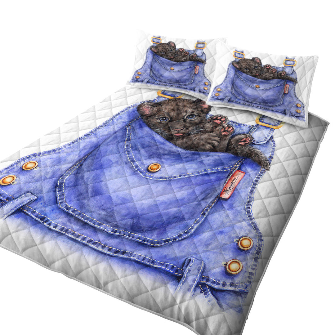 Cute Animal Art Black Panther Cub in a Pocket Coverlet