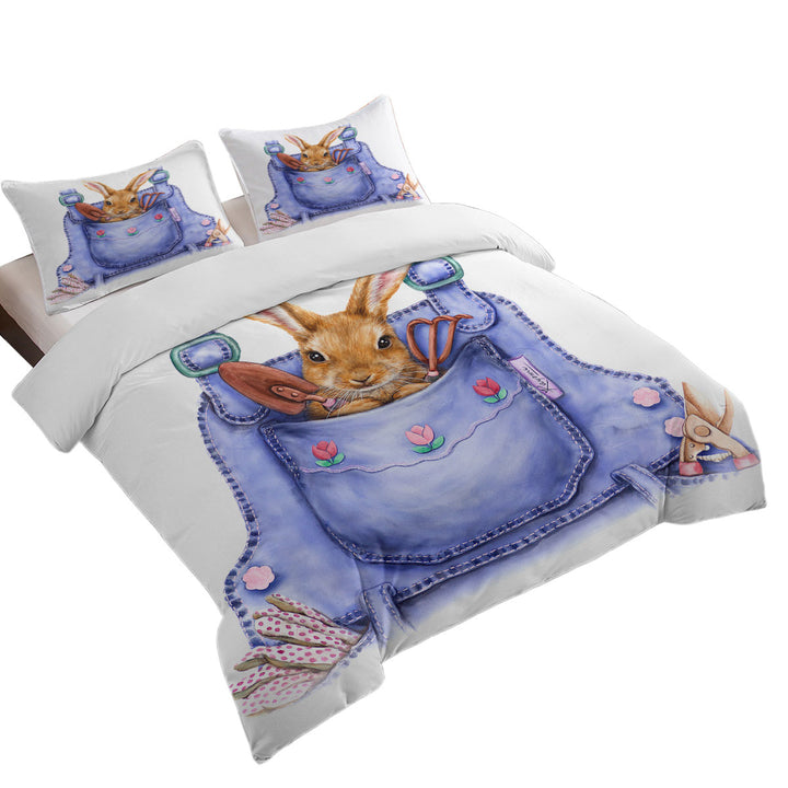 Cute Animal Art Bunny Overall Pocket Duvet Cover sale