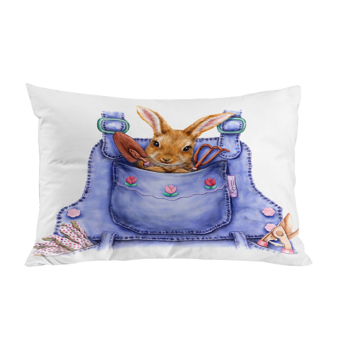 Cute Animal Art Bunny Overall Pocket Pillow Cases