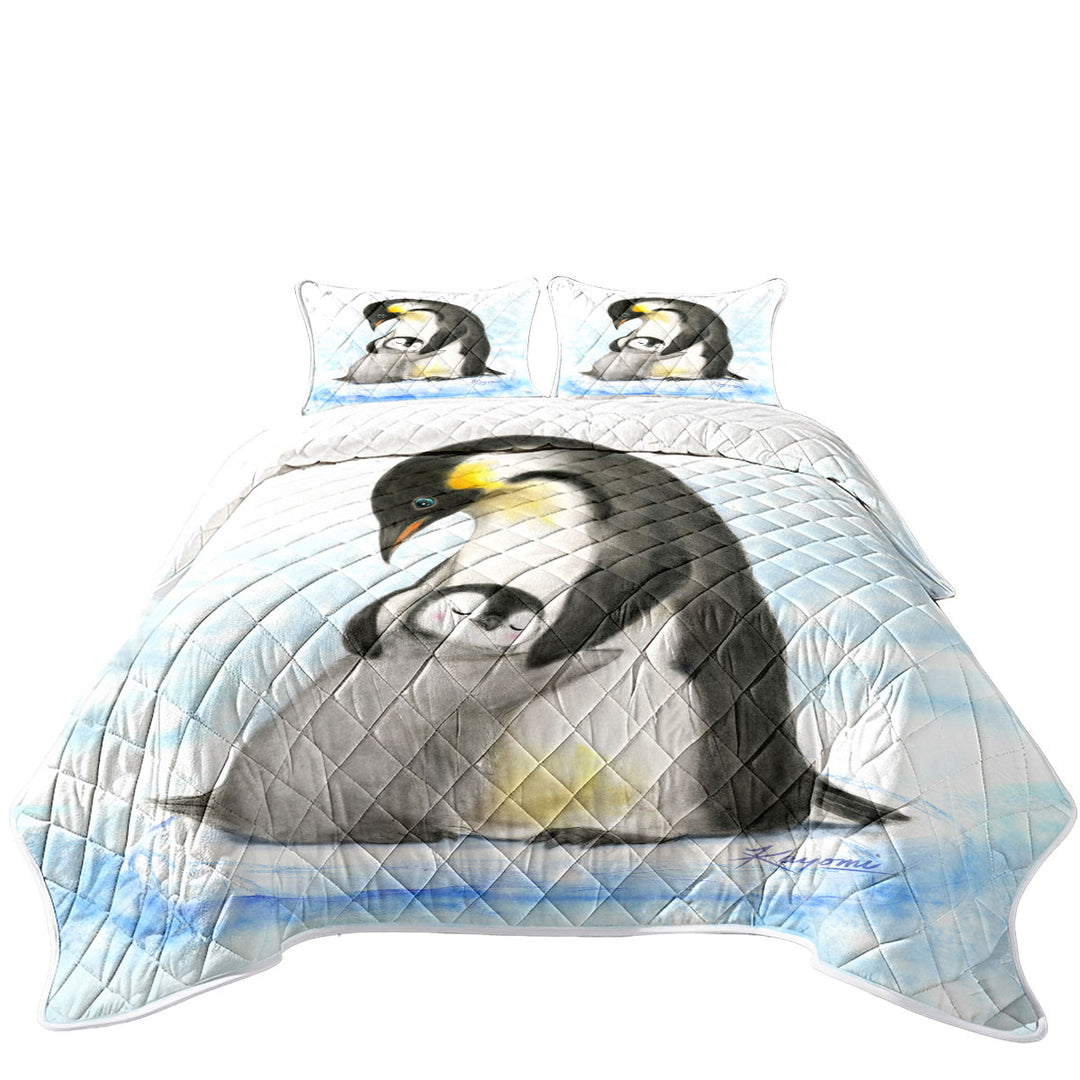 Cute Animal Art Drawings Penguins Hug Coverlets