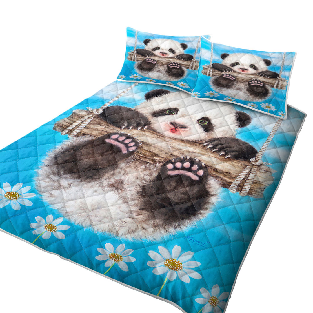 Cute Animal Drawing Panda Swing Quilts for sale
