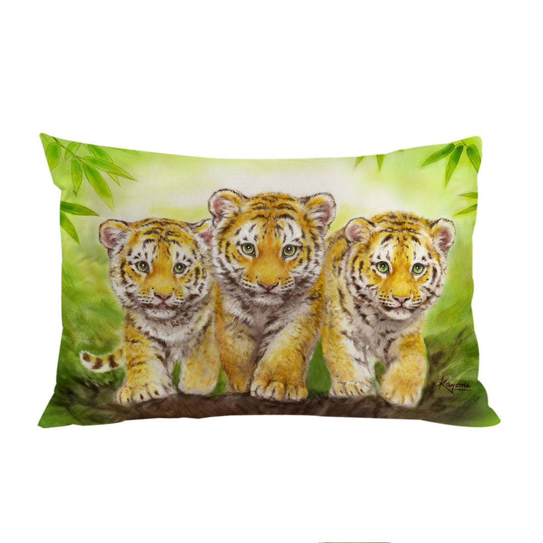 Cute Animal Drawings Three Brothers Tiger Cubs Pillow Cases