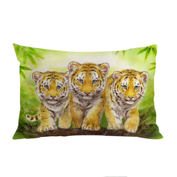 Cute Animal Drawings Three Brothers Tiger Cubs Pillow Cases
