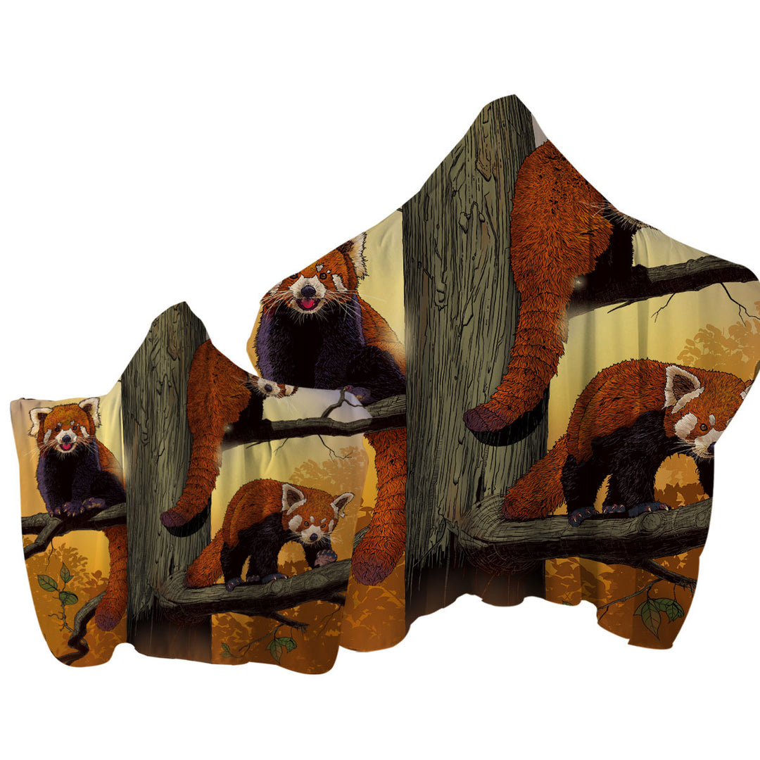 Cute Animals Art Red Pandas Towel with Hood