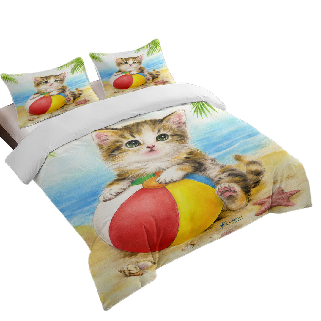 Cute Art Designs for Children Kitten Beach Time Good Duvet Covers