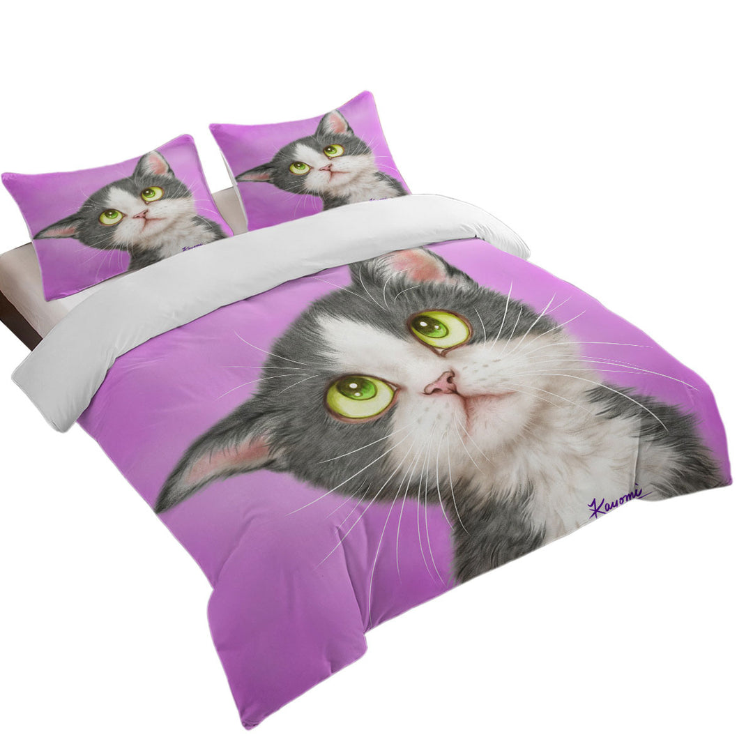 Cute Art for Kid Adorable Grey Kitten Coverlet