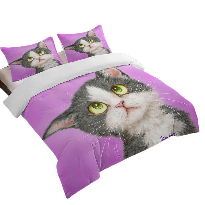 Cute Art for Kid Adorable Grey Kitten Coverlet
