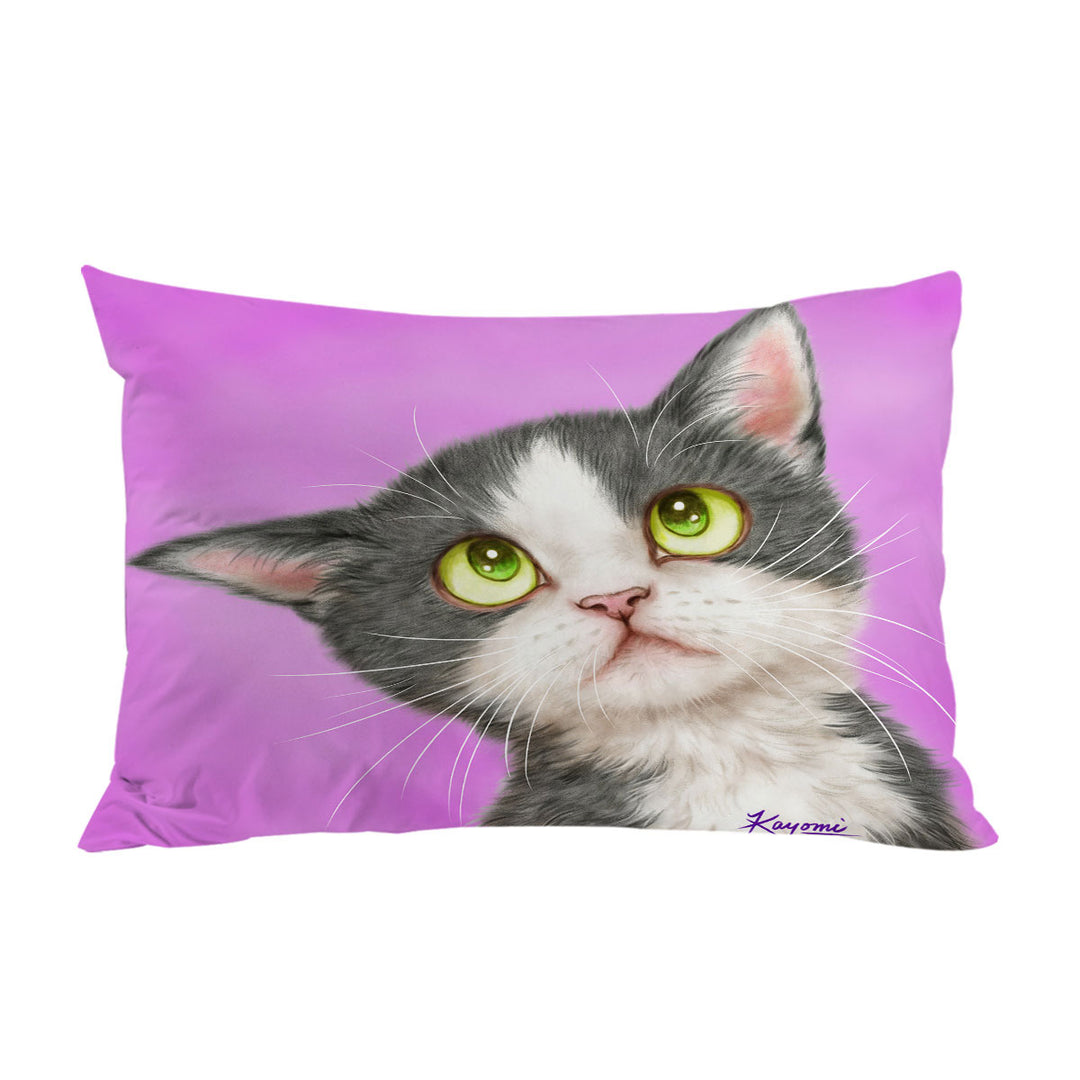 Cute Art for Kid Adorable Grey Kitten King Pillow Cases