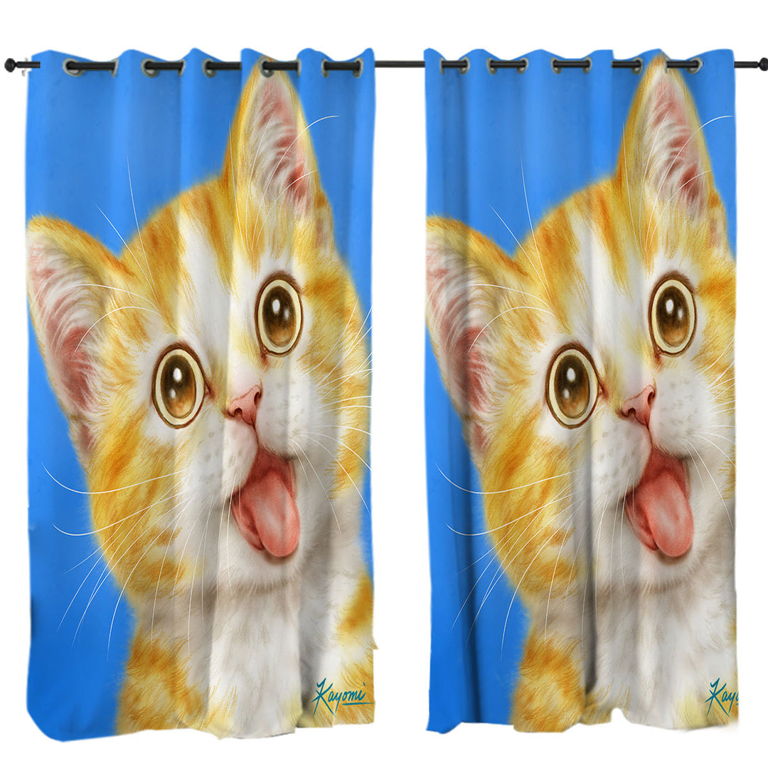Cute Art for Kids Happy Kitty Cat Curtain