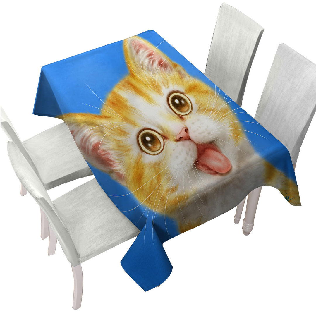 Cute Art for Kids Happy Kitty Cat Custom table Covers