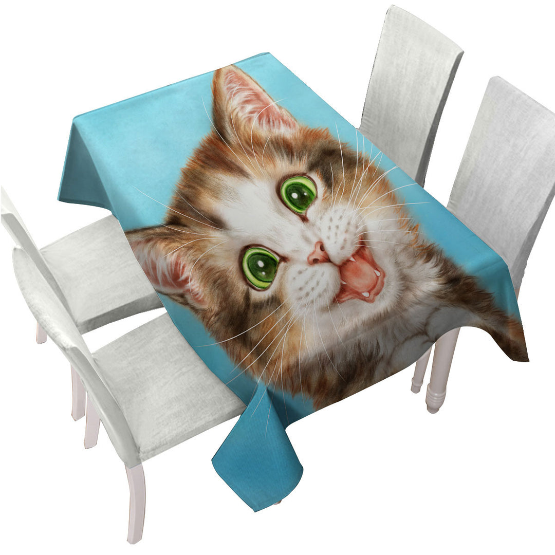 Cute Art for Kids Sweet Innocent Kitty Cat Table Cover