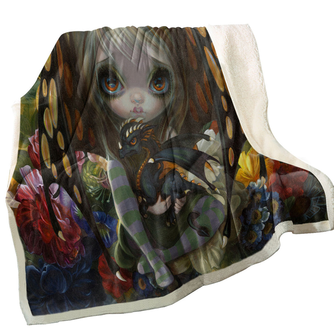 Cute Blankets Little Fairy and Flower Dragonling