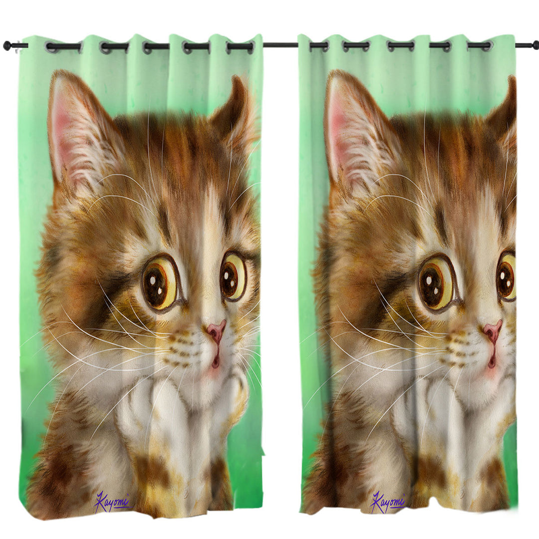 Cute Cat Art Designs Patient Kitten Curtains for Living Room
