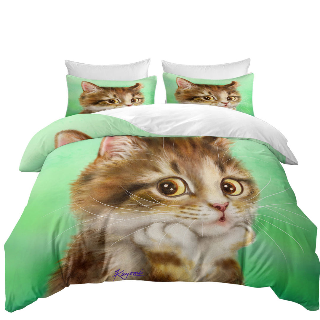 Cute Cat Art Designs Patient Kitten Queen Size Duvet Cover