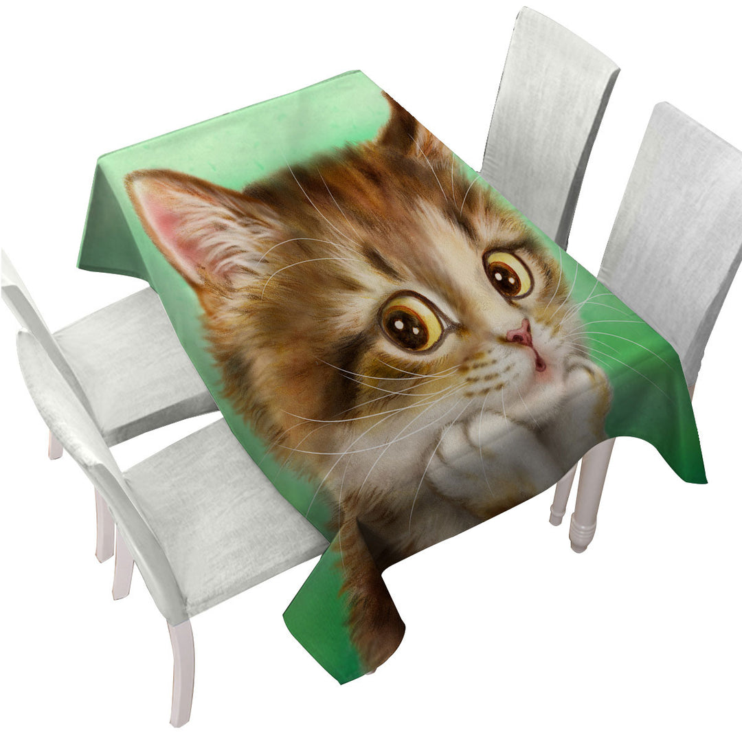 Cute Cat Art Designs Patient Kitten Table Cover