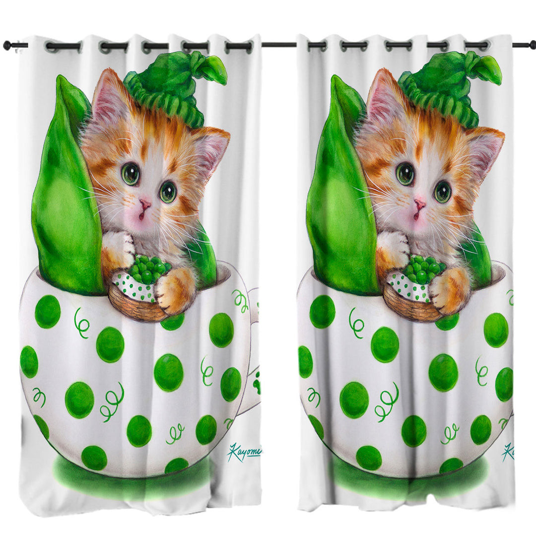 Cute Cat Art Drawings the Peapod Cup Kitten Curtains