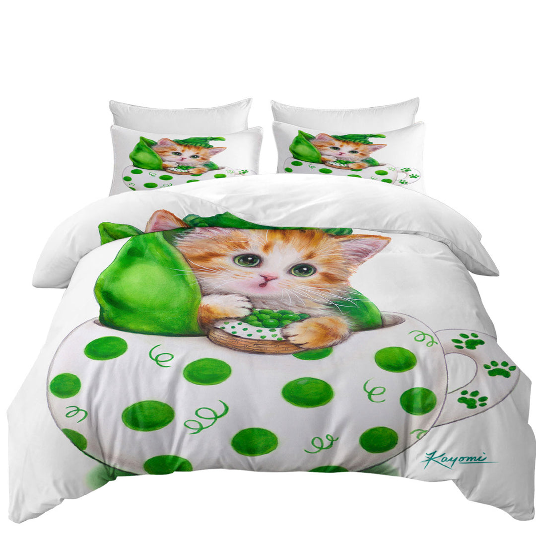Cute Cat Art Drawings the Peapod Cup Kitten Duvet Covers