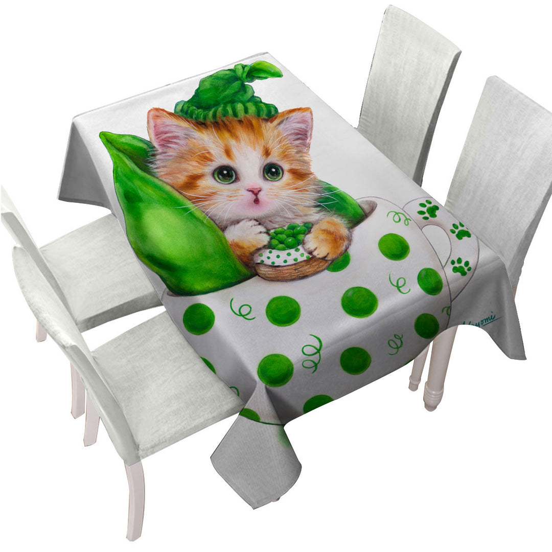 Cute Cat Art Drawings the Peapod Cup Kitten Tablecloths