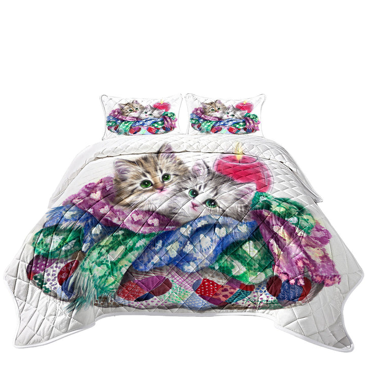 Cute Cat Art Keep Warm Tabby Kittens Quilts