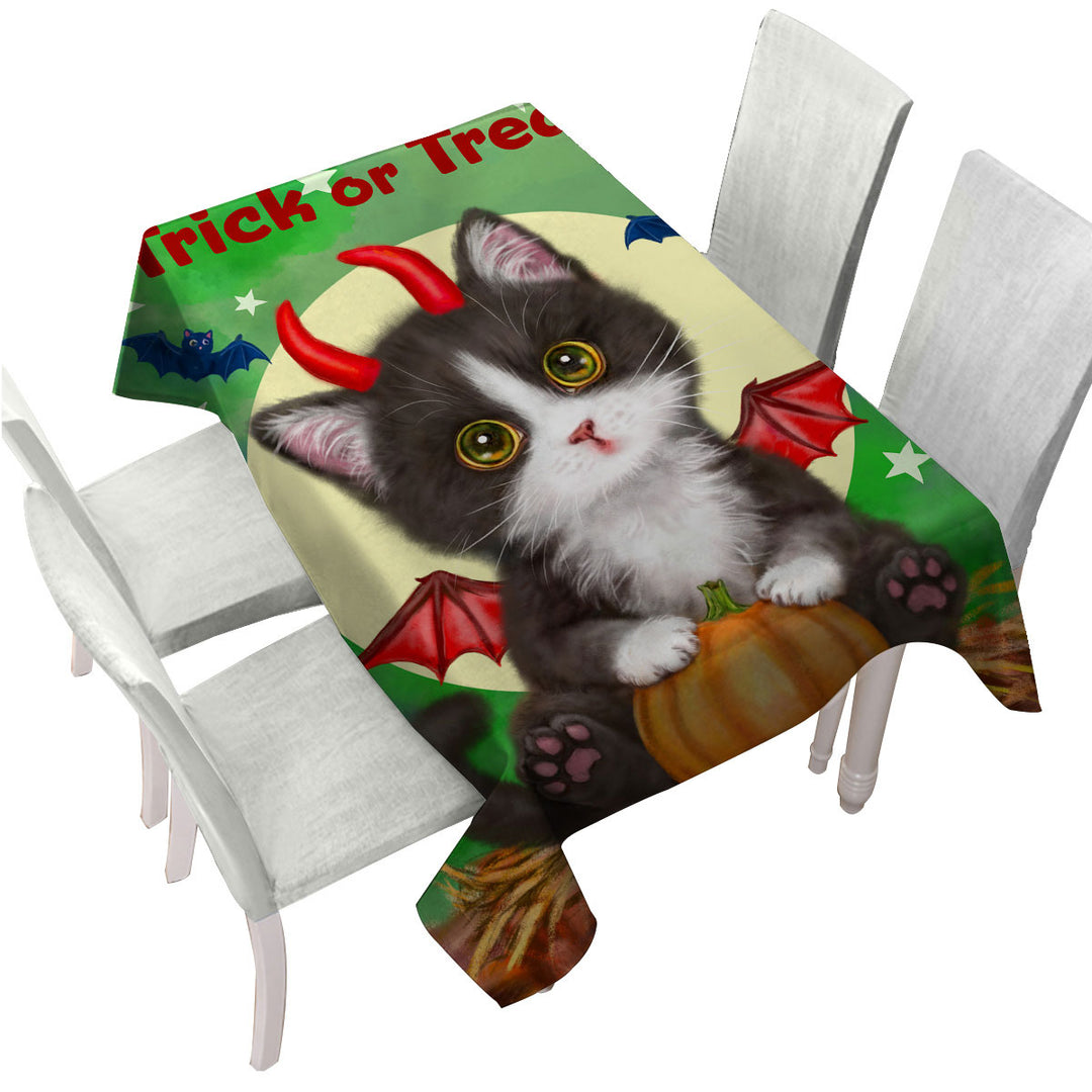Cute Cat Design for Halloween Devil Kitten Custom tablecloths