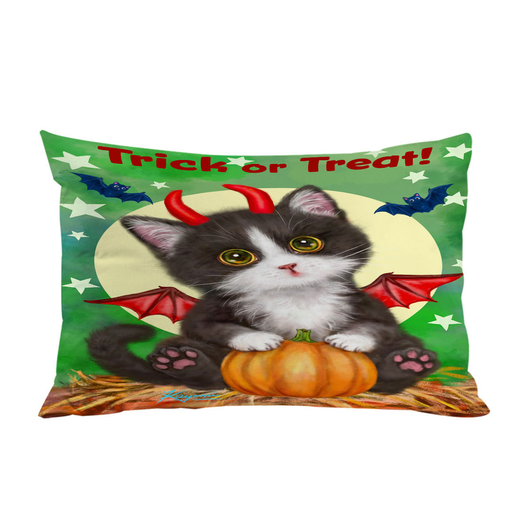 Cute Cat Design for Halloween Devil Kitten Pillow Cases