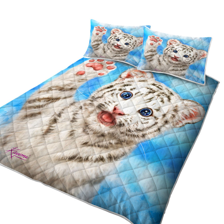 Cute Cat Designs Hi Five White Tiger Cub Quilts