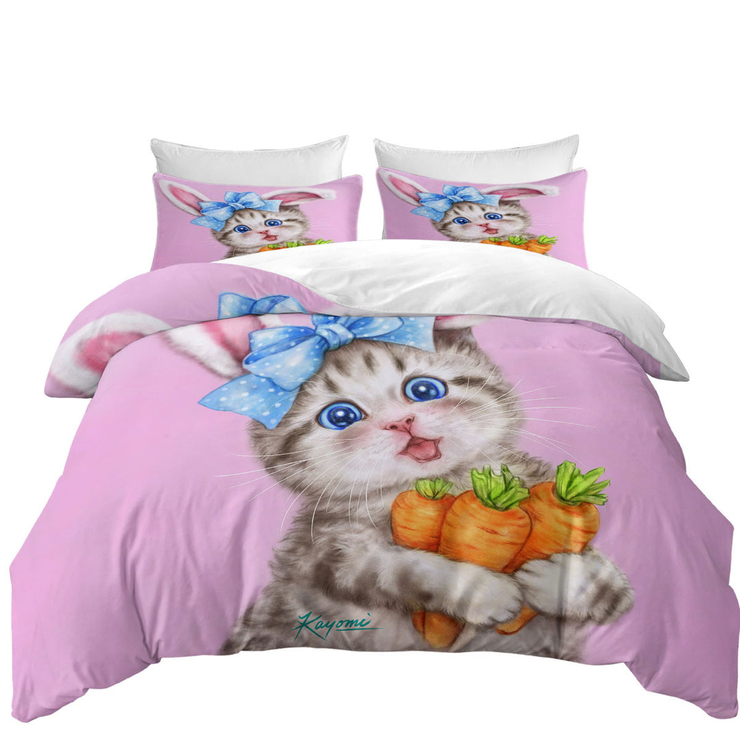 Cute Cat Drawings for Kids the Rabbit Kitten King Size Duvet Cover