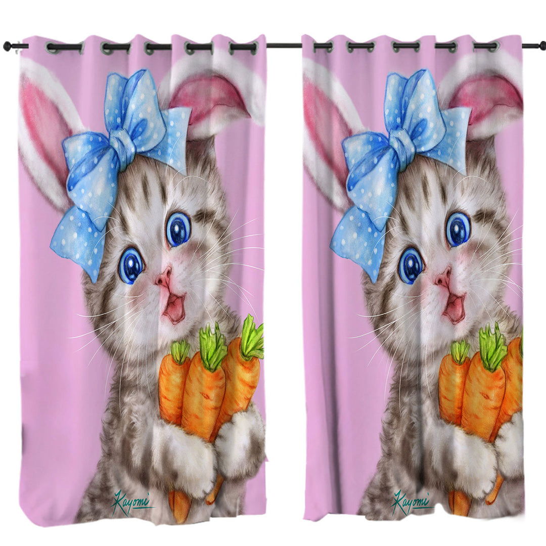 Cute Cat Drawings for Kids the Rabbit Kitten Window Curtains