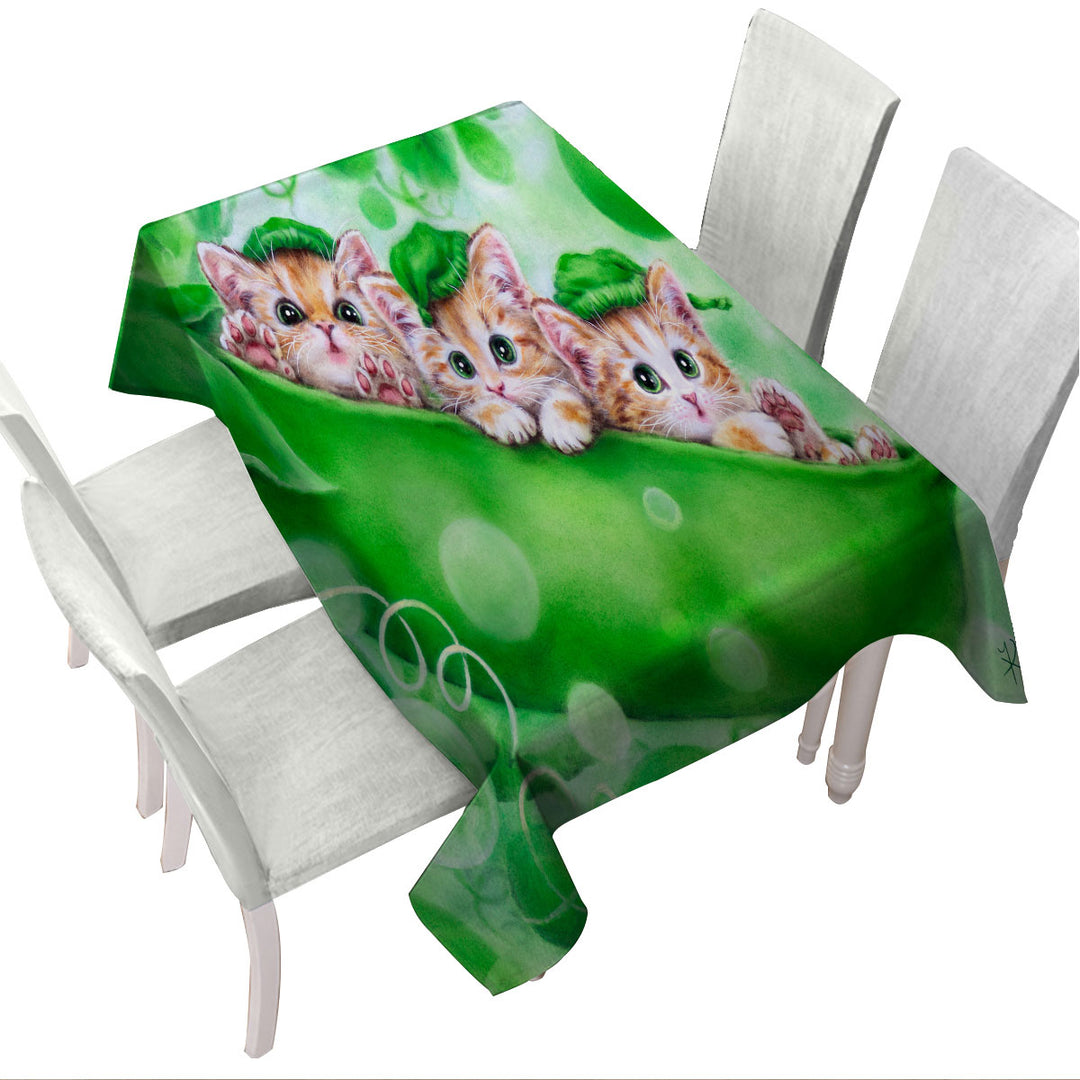 Cute Cats Art Drawing Peapod Ginger Kittens Custom table cloth