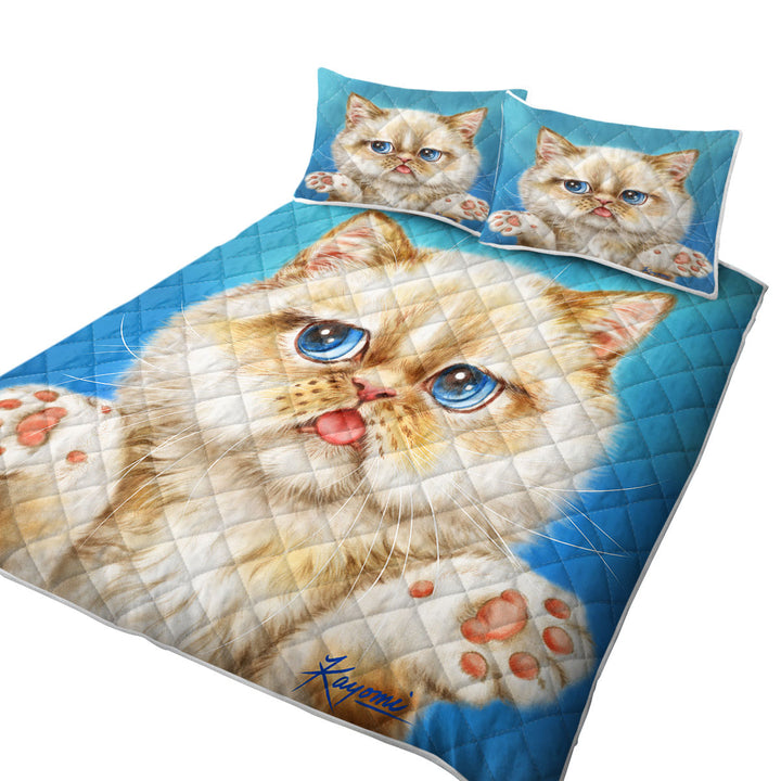 Cute Cats Art Drawings Brown Kitten California King Quilt Sets