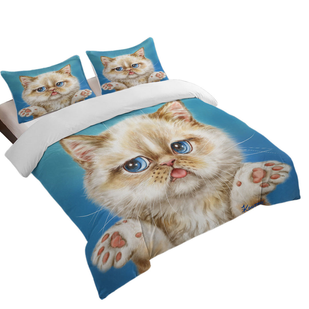 Cute Cats Art Drawings Brown Kitten Duvet Covers