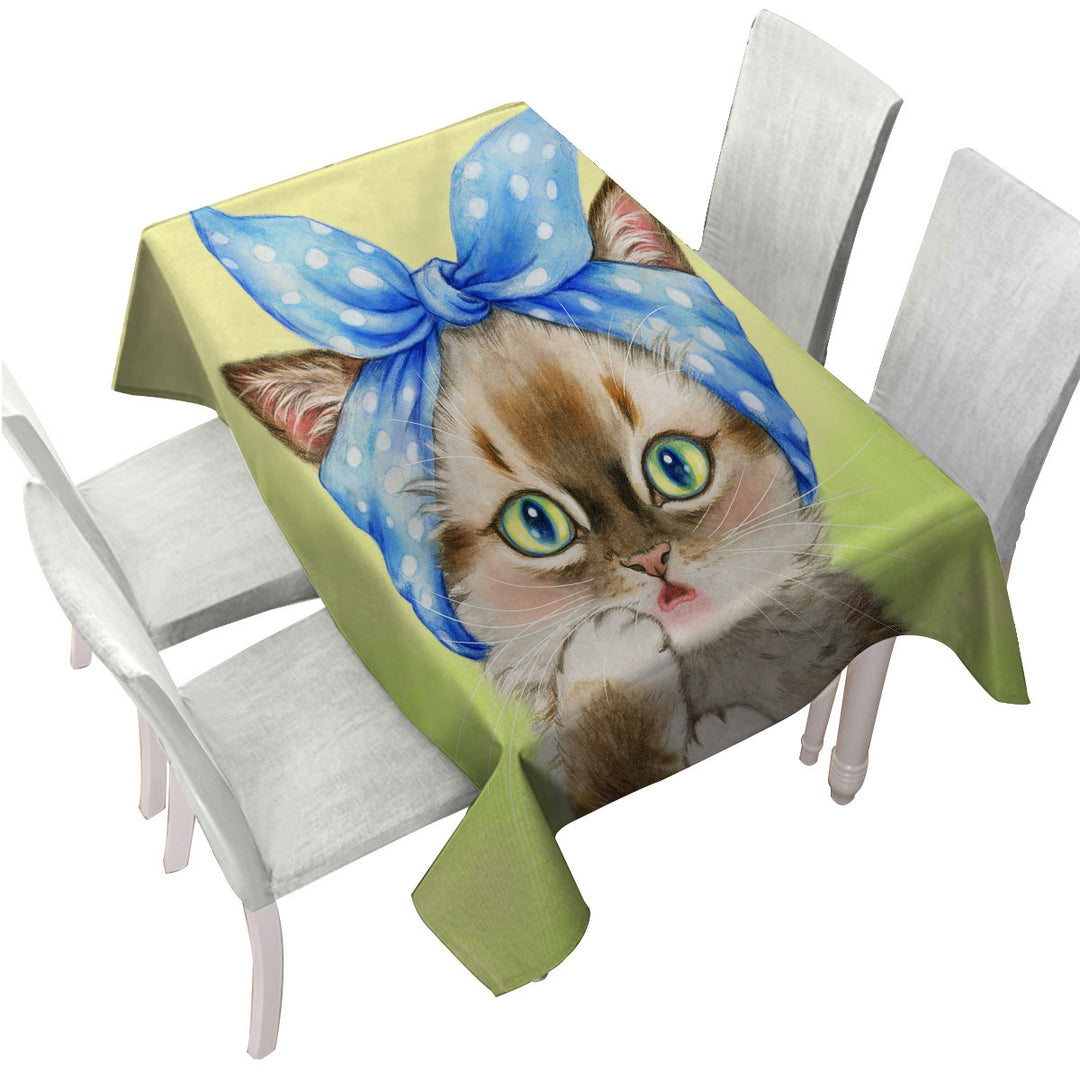 Cute Cats Art Girly Hair Bandana Kerchief Kitten Tablecloths