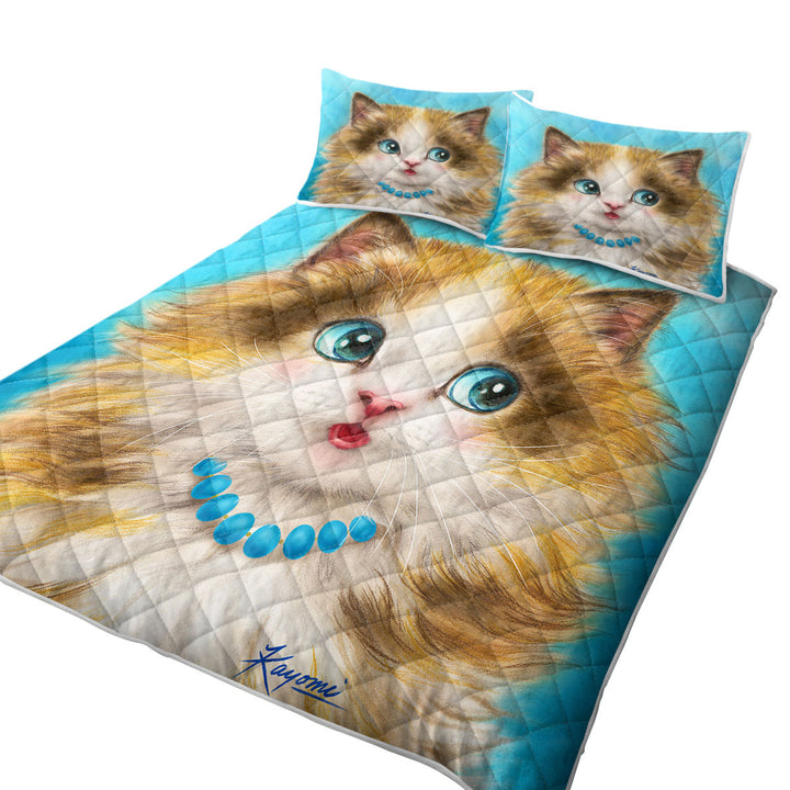 Cute Cats Art Girly Kitten Blushing King Quilt