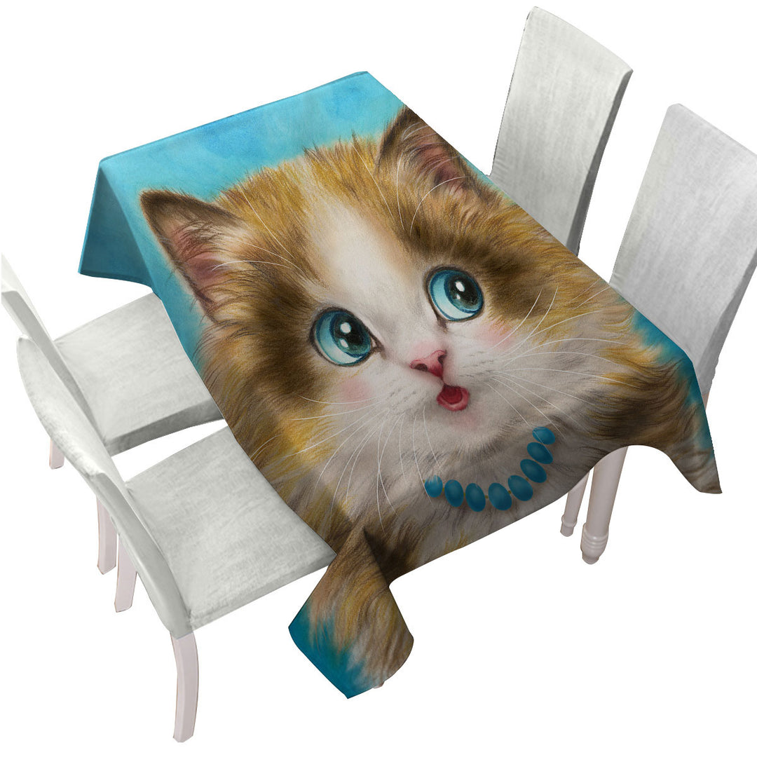Cute Cats Art Girly Kitten Blushing Table Cover