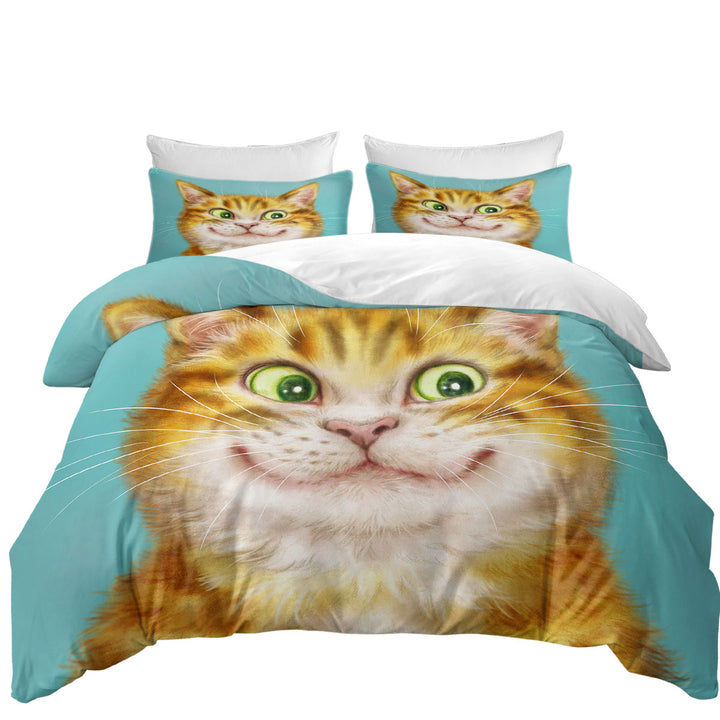 Cute Cats Art Happy Ginger Kitten Twin Duvet Covers