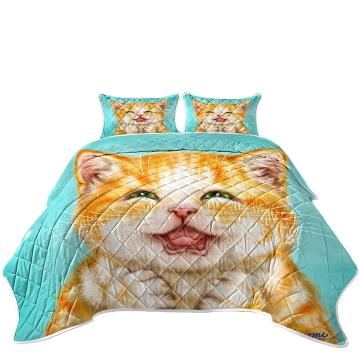 Cute Cats Art Joyful Ginger Kitten California King Quilt Sets