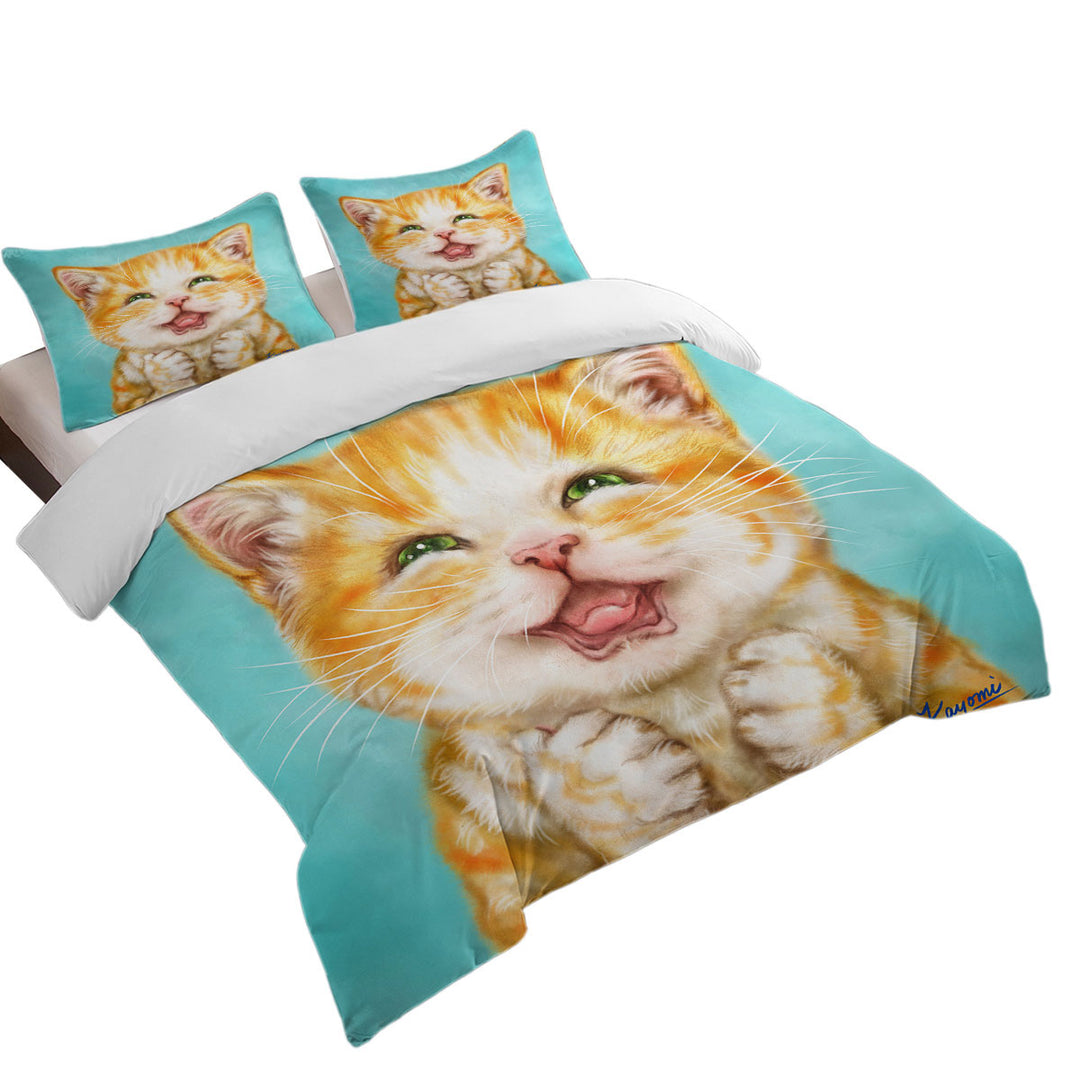 Cute Cats Art Joyful Ginger Kitten Duvet Covers