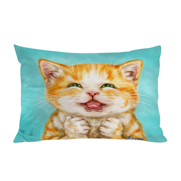 Cute Cats Art Joyful Ginger Kitten Pillow Cases