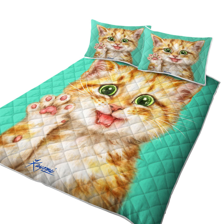 Cute Cats Art Shy Ginger Kitten Coverlets