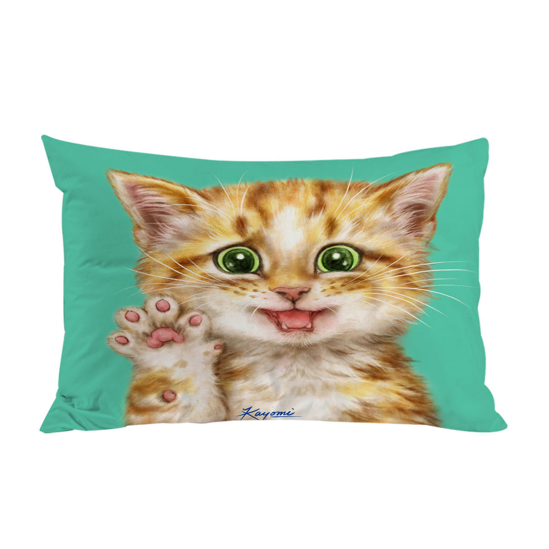 Cute Cats Art Shy Ginger Kitten Pillow Cases