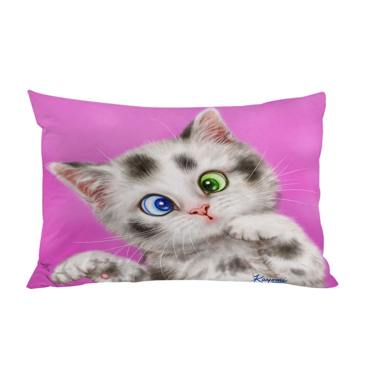 Cute Cats Art Spotted Tabby White Kitten King Pillow Cases