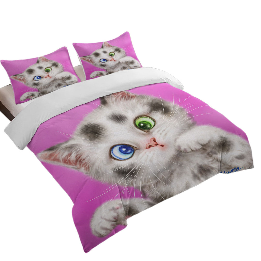 Cute Cats Art Spotted Tabby White Kitten Oversized King Duvet Cover