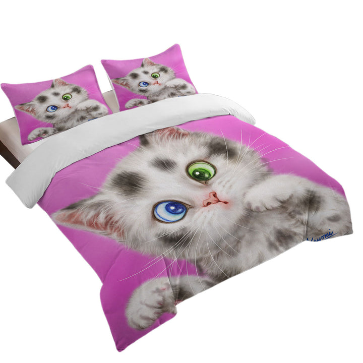 Cute Cats Art Spotted Tabby White Kitten Oversized King Duvet Cover