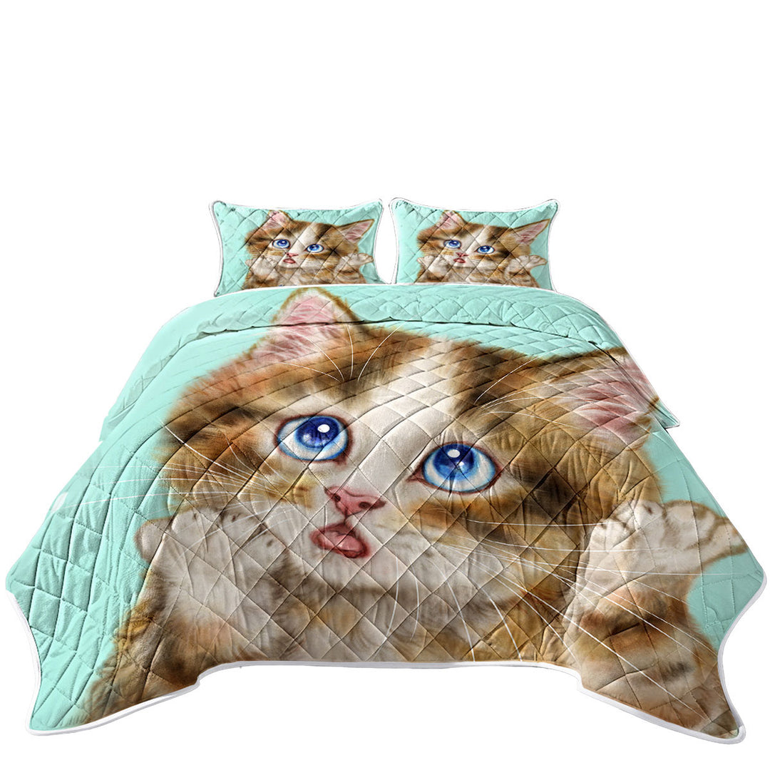 Cute Cats Art Wondering Tabby Kitten Coverlet