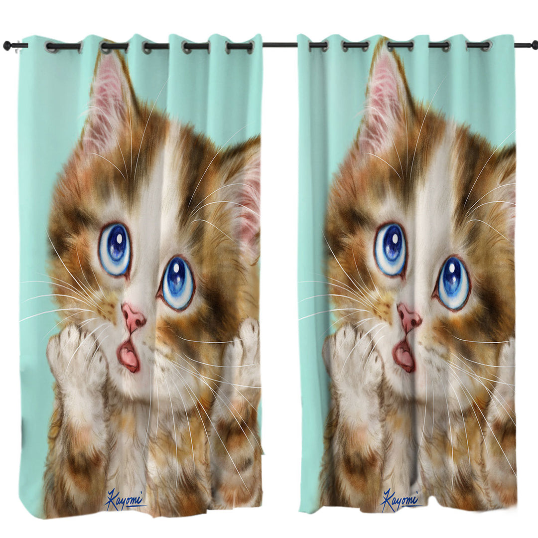 Cute Cats Art Wondering Tabby Kitten Drapery
